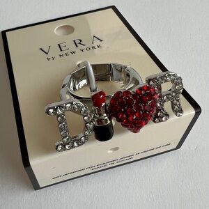 New silver tone Dior lipstick stretch ring